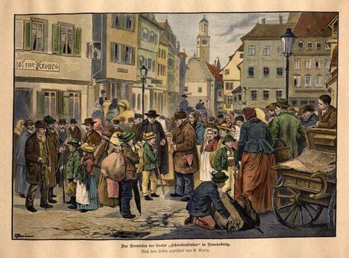 Der Hütekindermarkt in Ravensburg fand vor dem Gasthaus Krone statt.